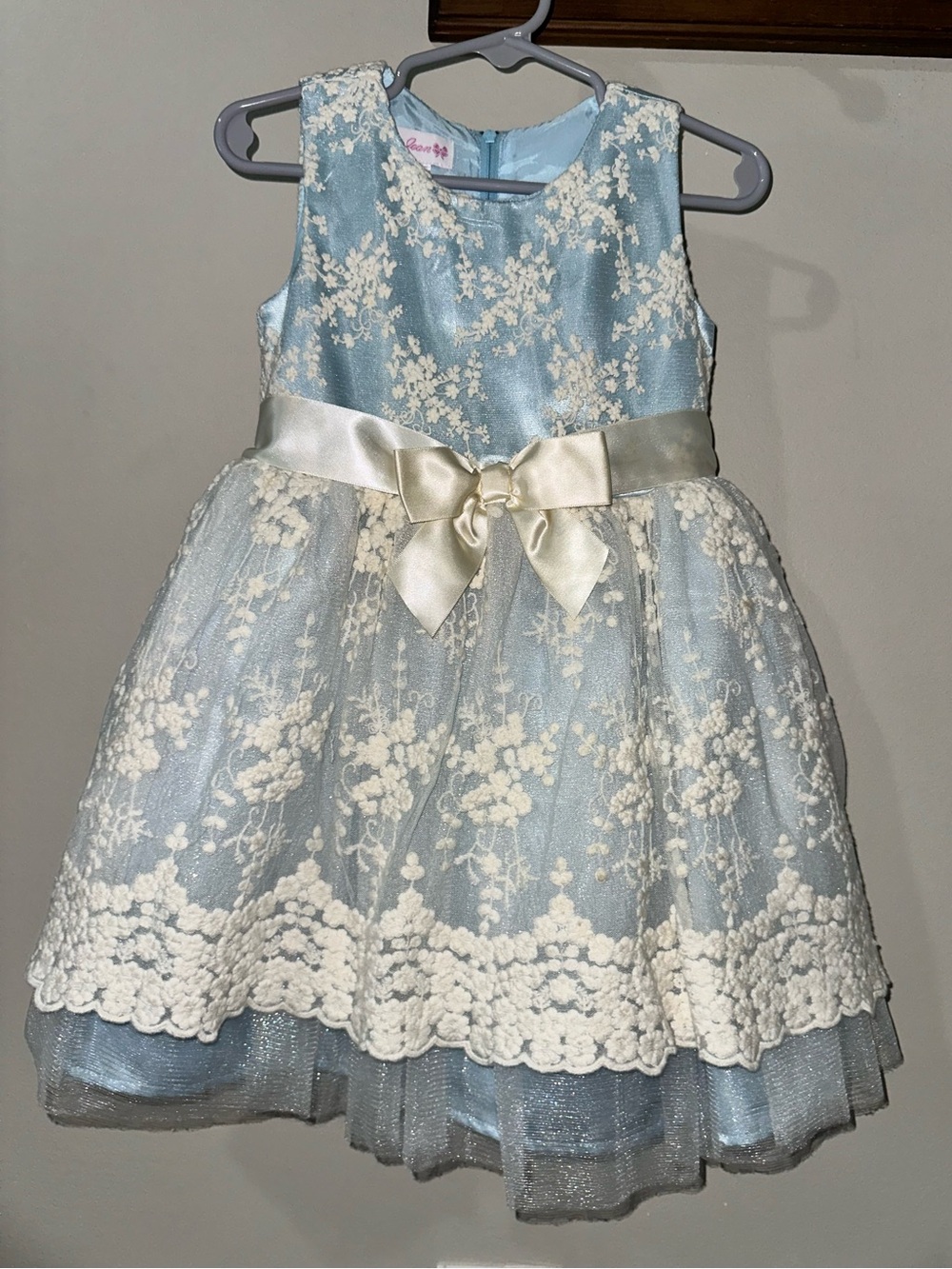 Bonnie Jean Blue Lace Party Dress 3T